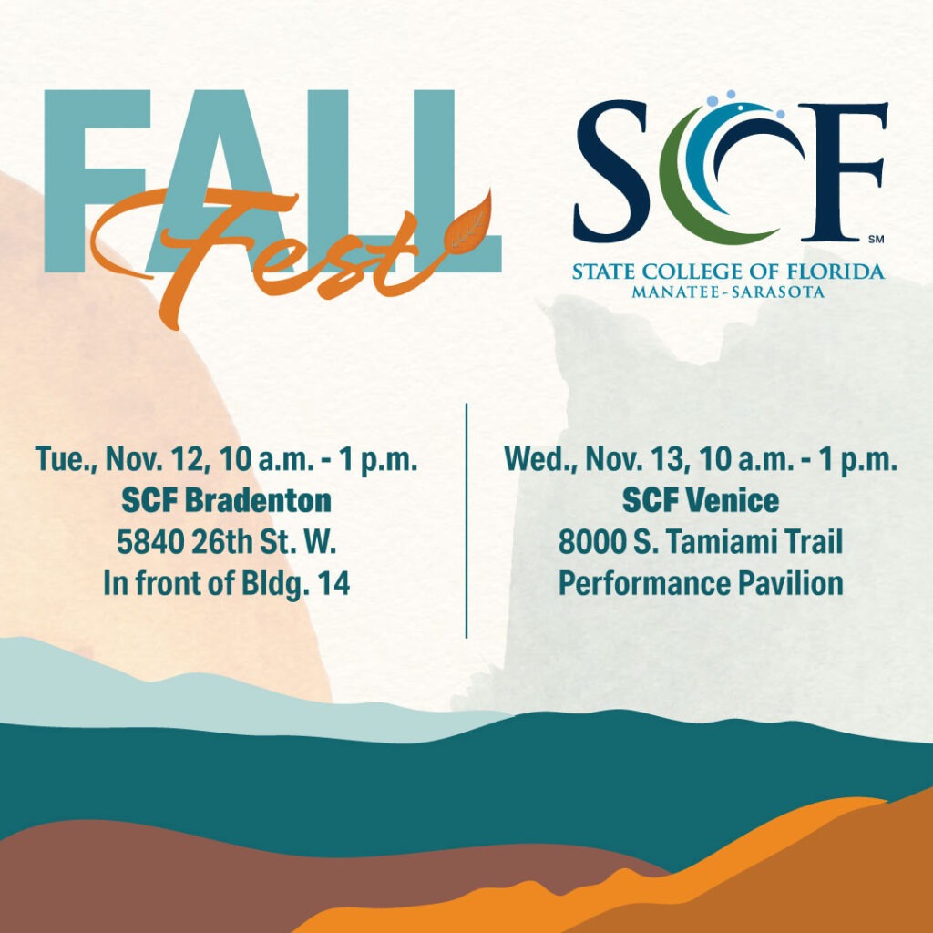 Join us to celebrate the Fall semester at the SCF Fall Fest hosted by the Student Government Association. Enjoy an afternoon of games and treats as you meet our campus clubs, network with local organizations, and learn about student resources!